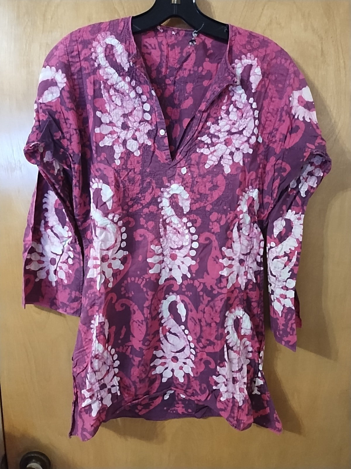 Batik Cotton Collarless Shirt