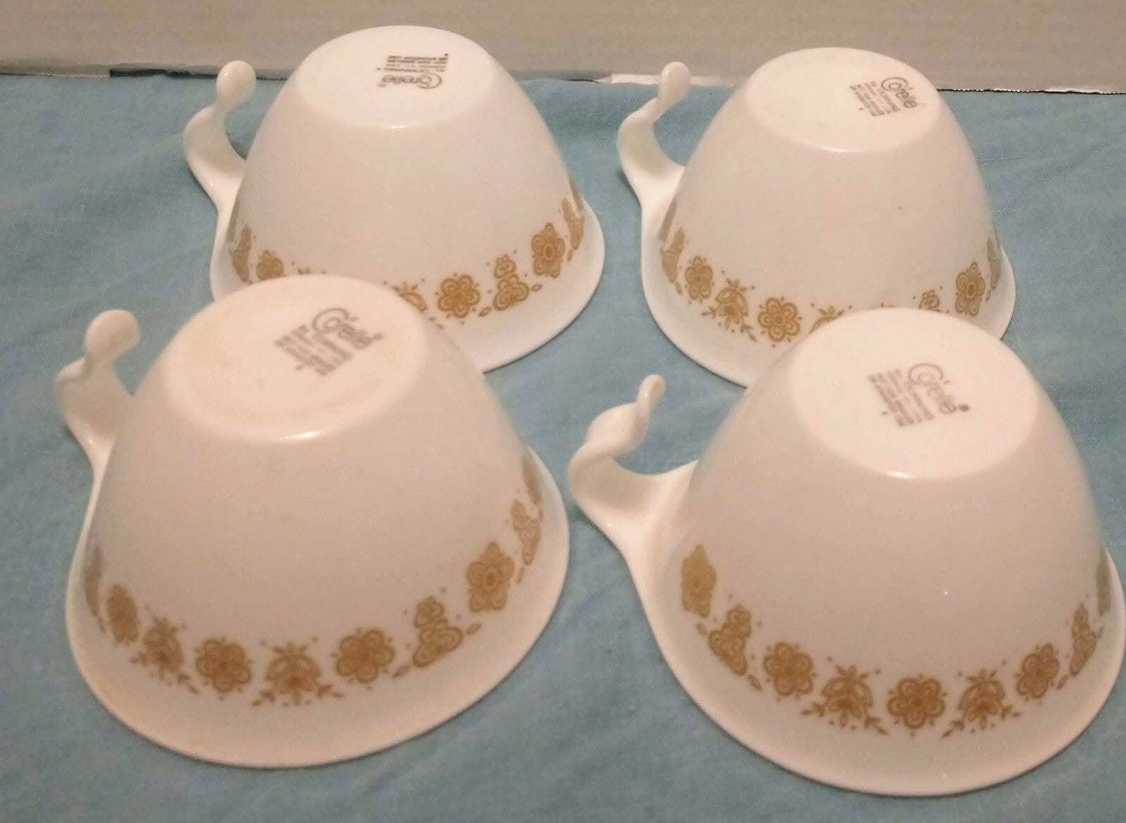 Vintage Corelle Corning Butterfly Gold Hook Handle Stackable Coffee Cups
