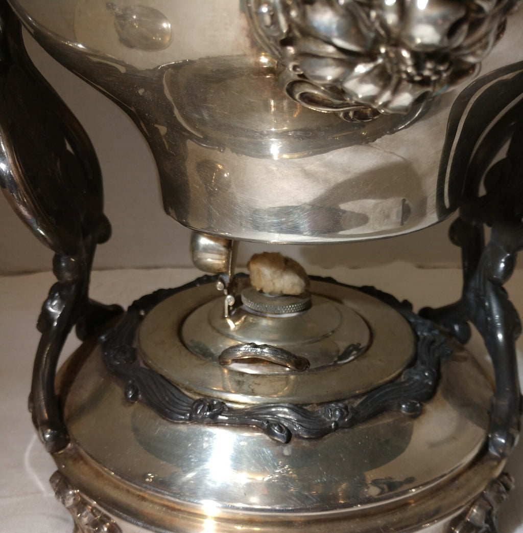 VTG Sheridan Silver Platted Tilt Tea Coffee Pot Stand Warmer Burner 3 pcs