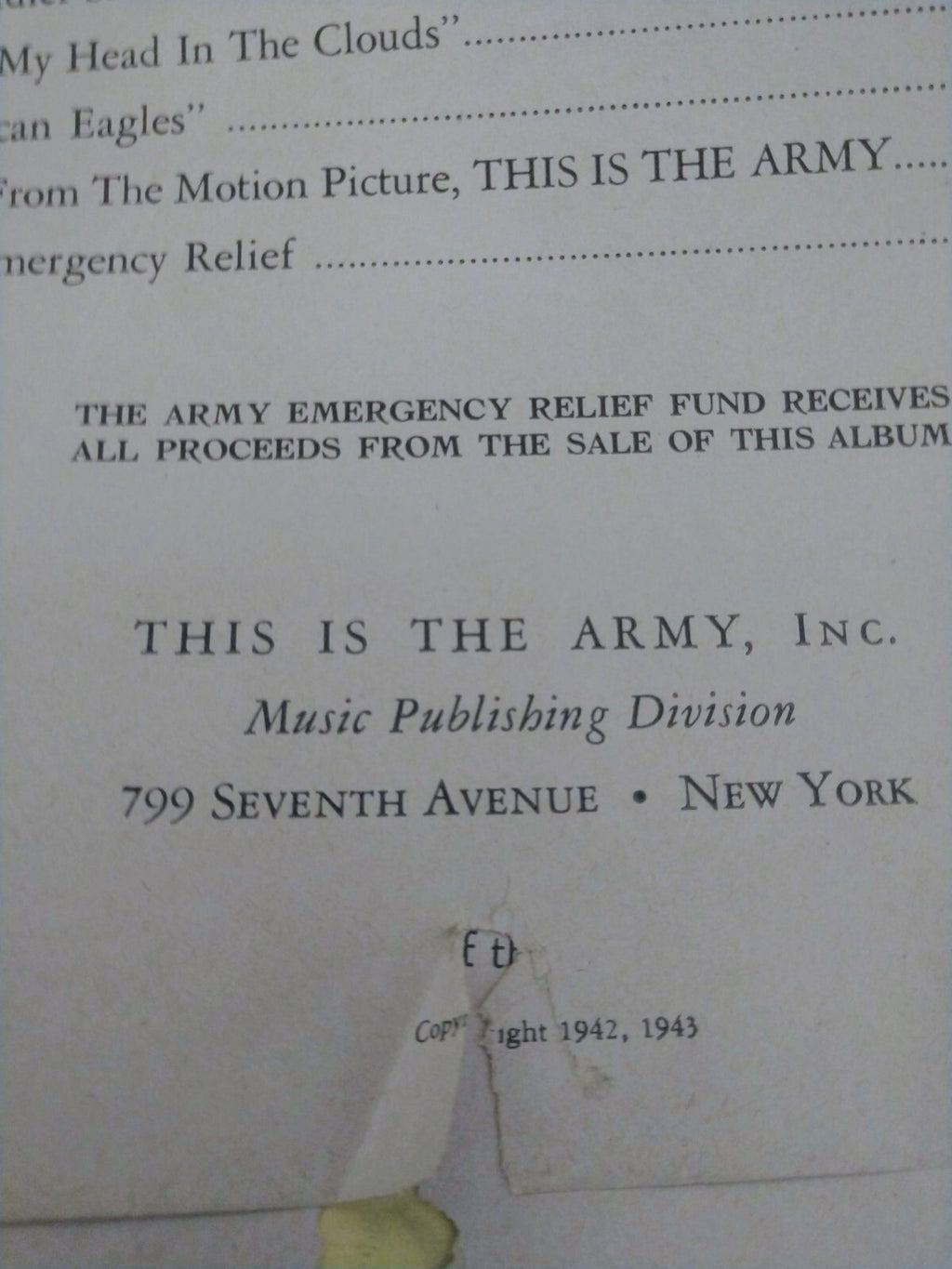 This Is The ARMY Irving Berlin Souvenir Album 1942/1943 Sheet Music Book