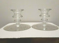 Vintage Cambridge Lorna Pattern Etched Depression Candle Holders