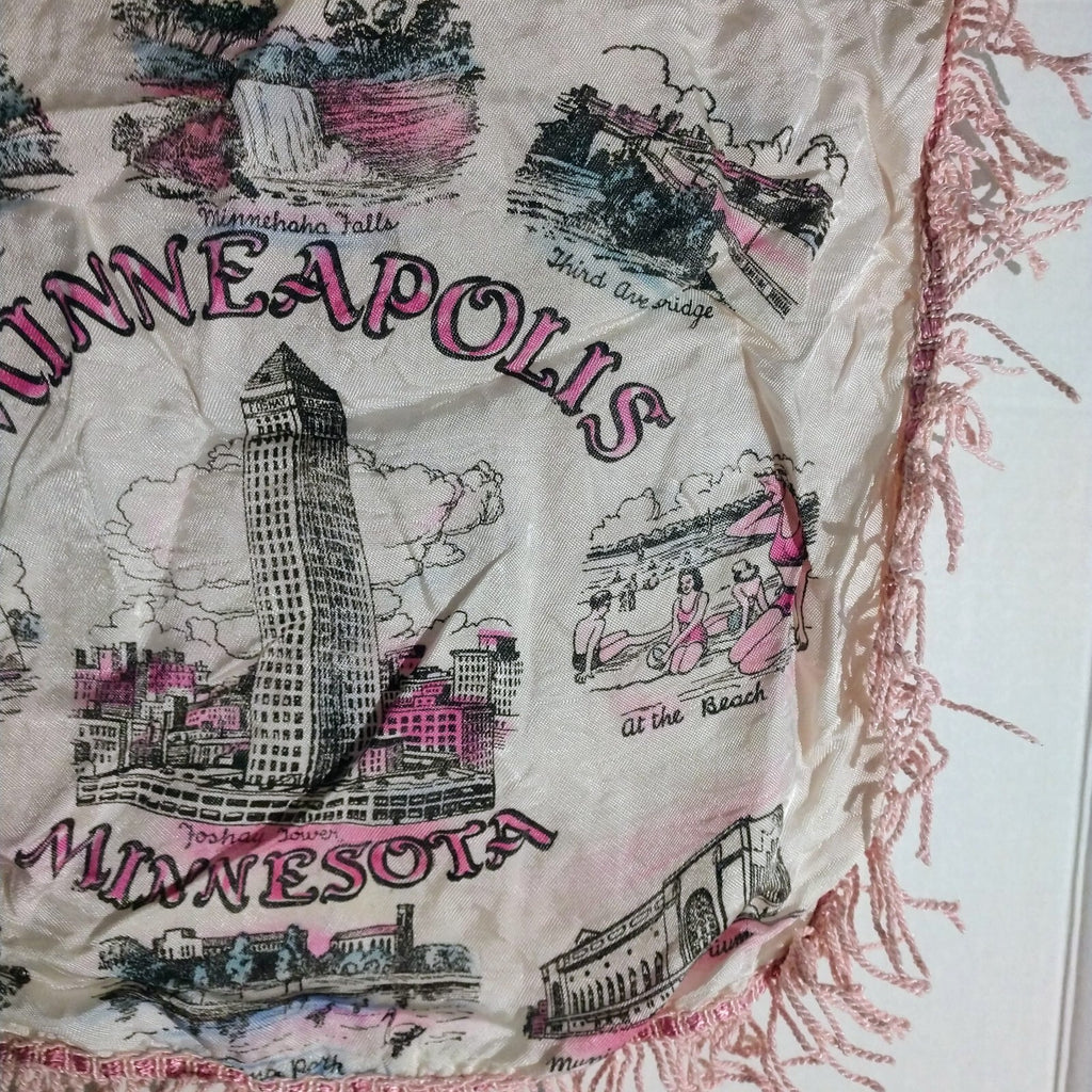 Vintage Satin Souvenir Minneapolis MN Pillow Case Cover  Foshay Tower
