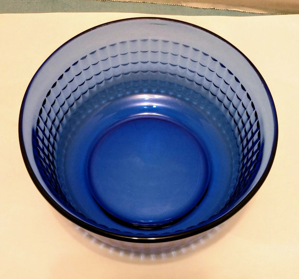 Mexican Cobalt Blue Checkered Texture Glass Bowl