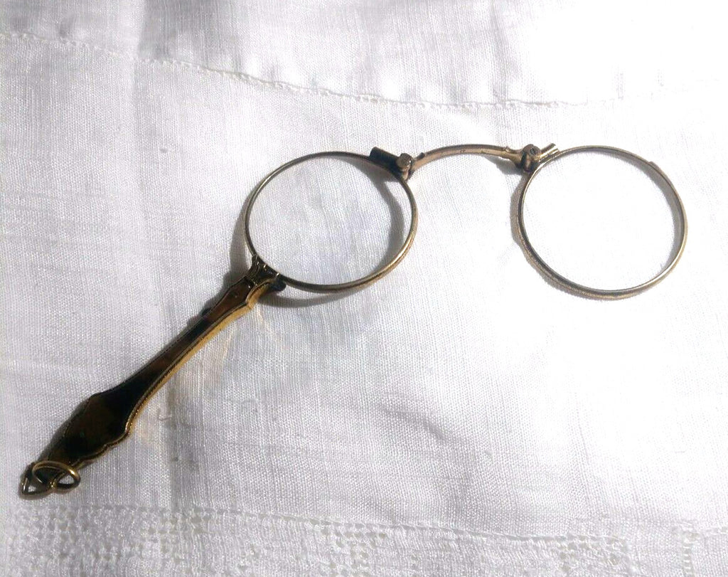 Antique Lorgnette Magnifying Opera Glasses Gold Plated