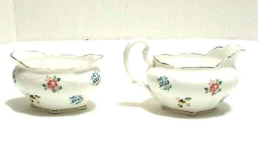 Vintage Royal Stafford Fine Bone China Mini Creamer and Sugar Forget Me Not