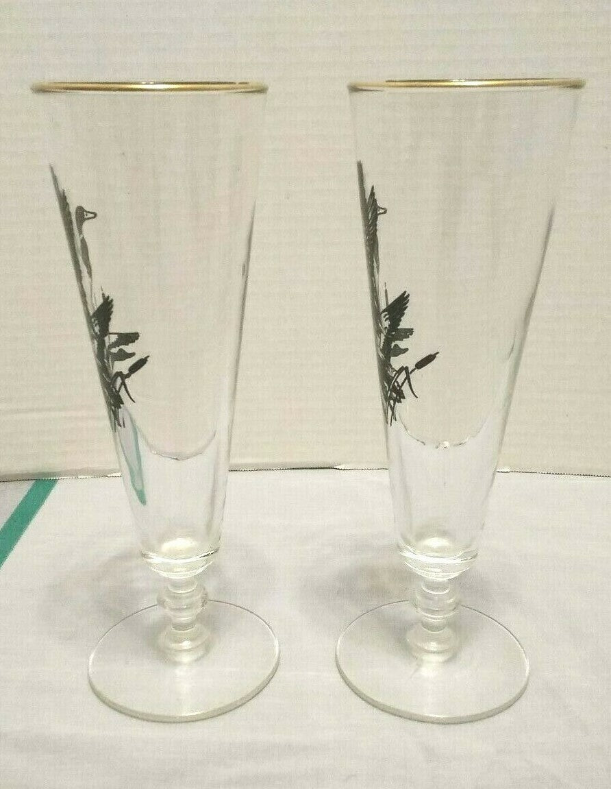 Vintage Mallard Ducks Hand Painted Beer/Stein Glass