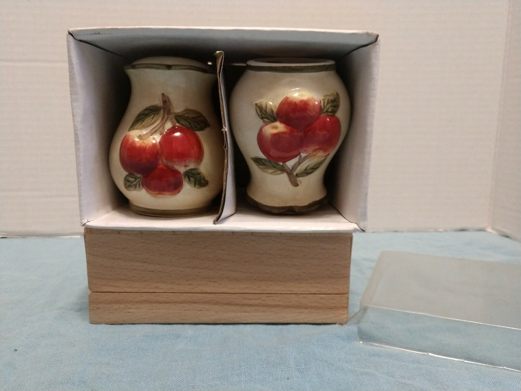 Vintage Porcelain Ceramic  Salt & Pepper Shakers with Cherries