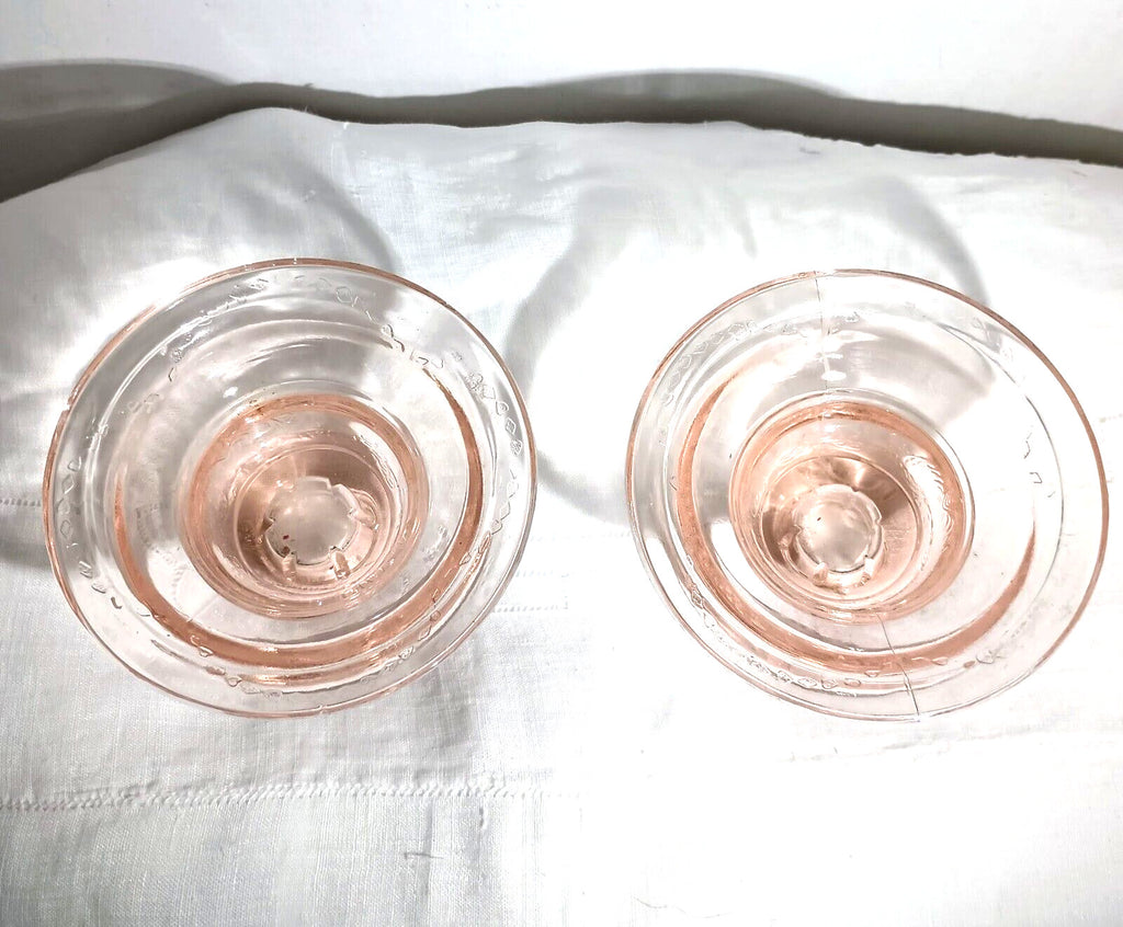 Vintage Pink Peach Depression Glass Candlestick Holders