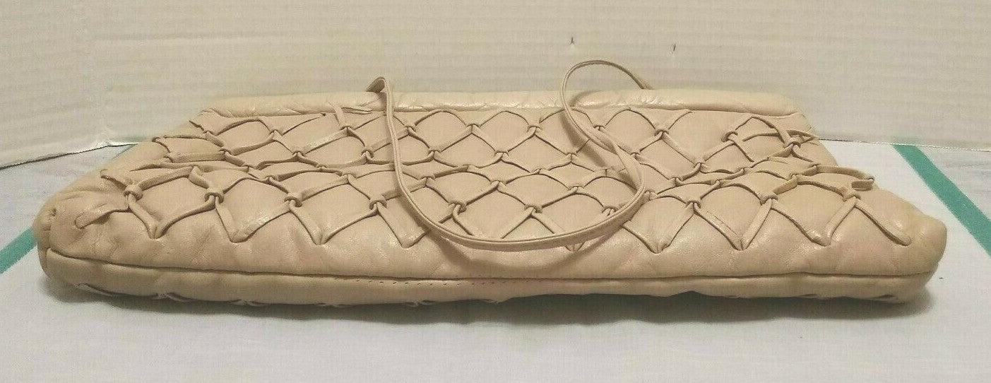 Vintage Leather Handbag Purse Cross-Body Taupe