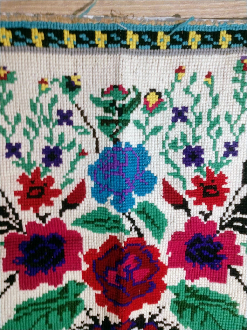 Antique Embroidered Wall Hanging Unframed