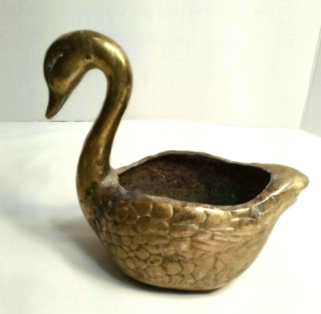 Vintage Swan Brass Planter