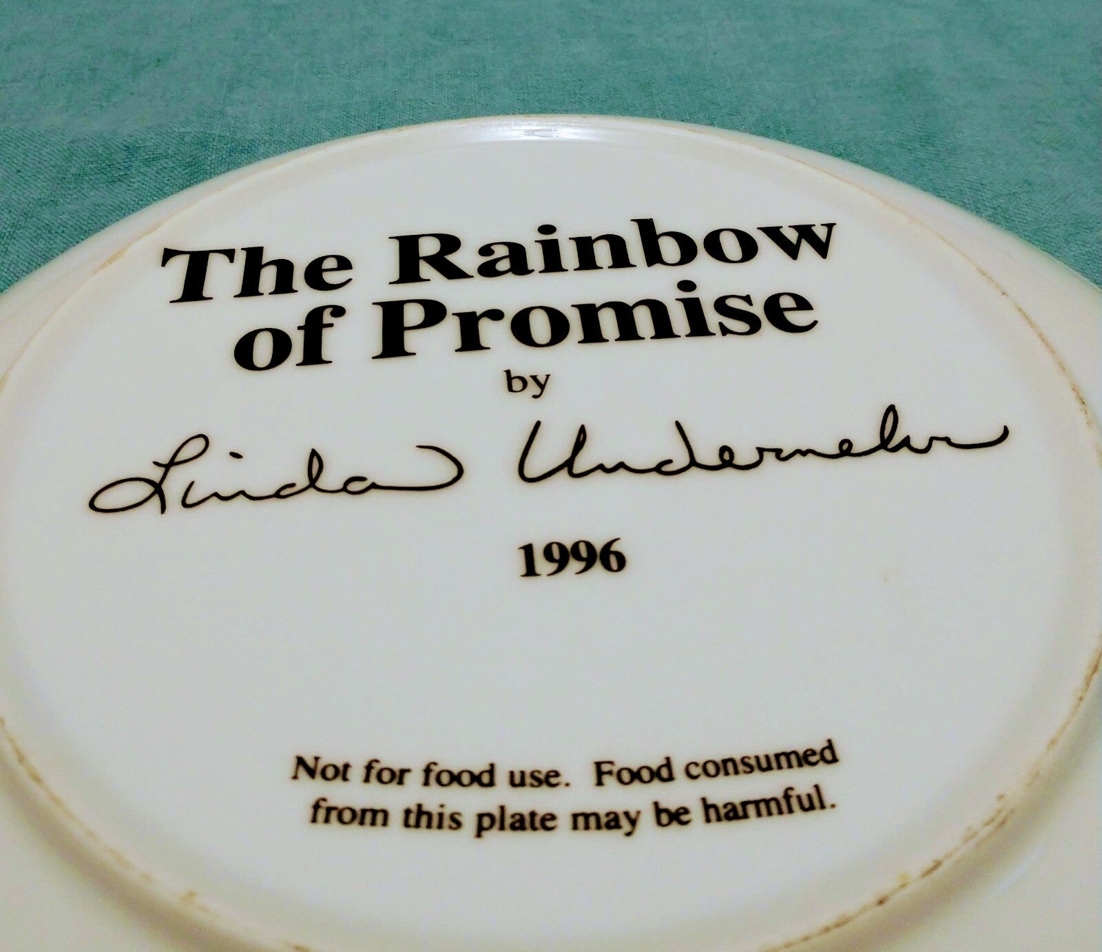 Noah's Ark Collector Plate RAINBOW OF PROMISE 1996 Linda Undernehr 8" Porcelain