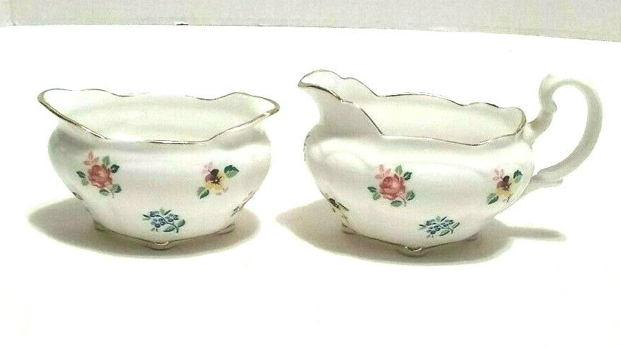 Vintage Royal Stafford Fine Bone China Mini Creamer and Sugar Forget Me Not