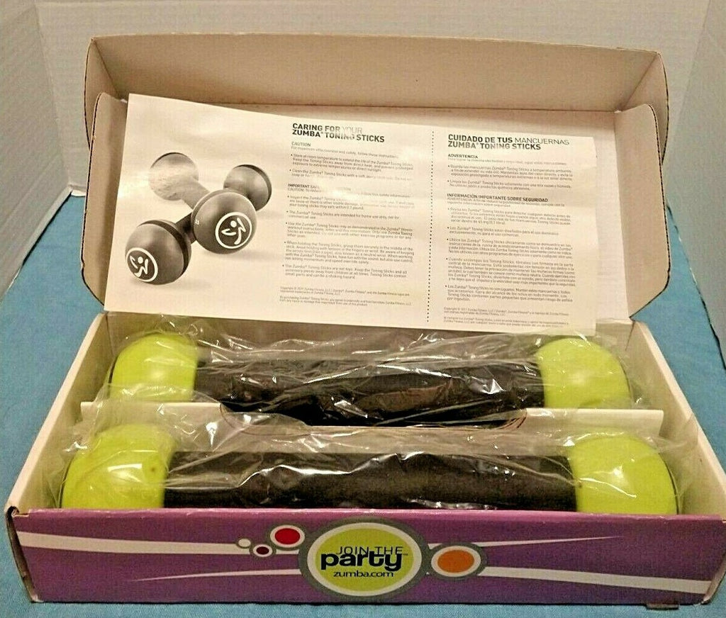 Zumba Toning Sticks Green/Yellow Shaker Workout Weights