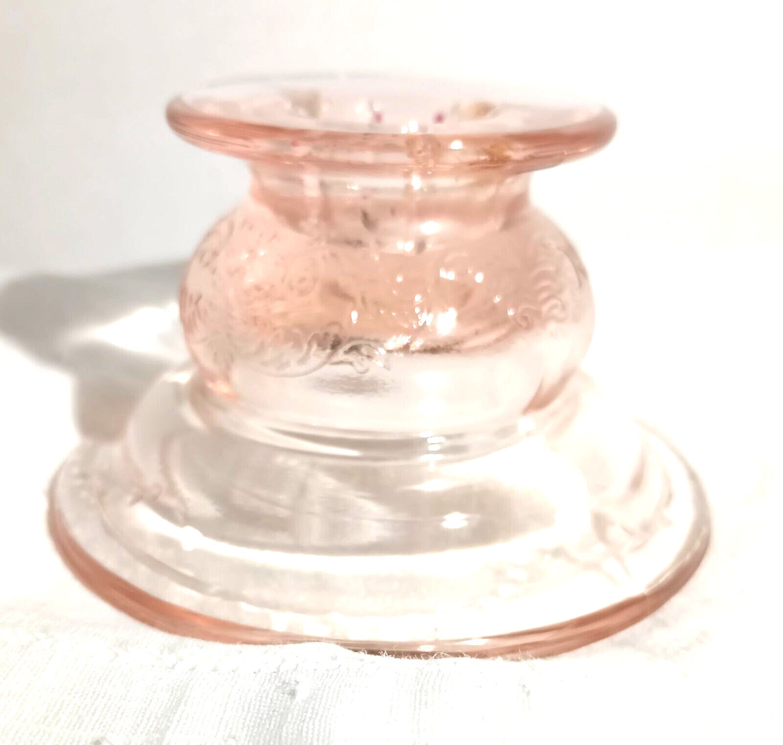 Vintage Pink Peach Depression Glass Candlestick Holders