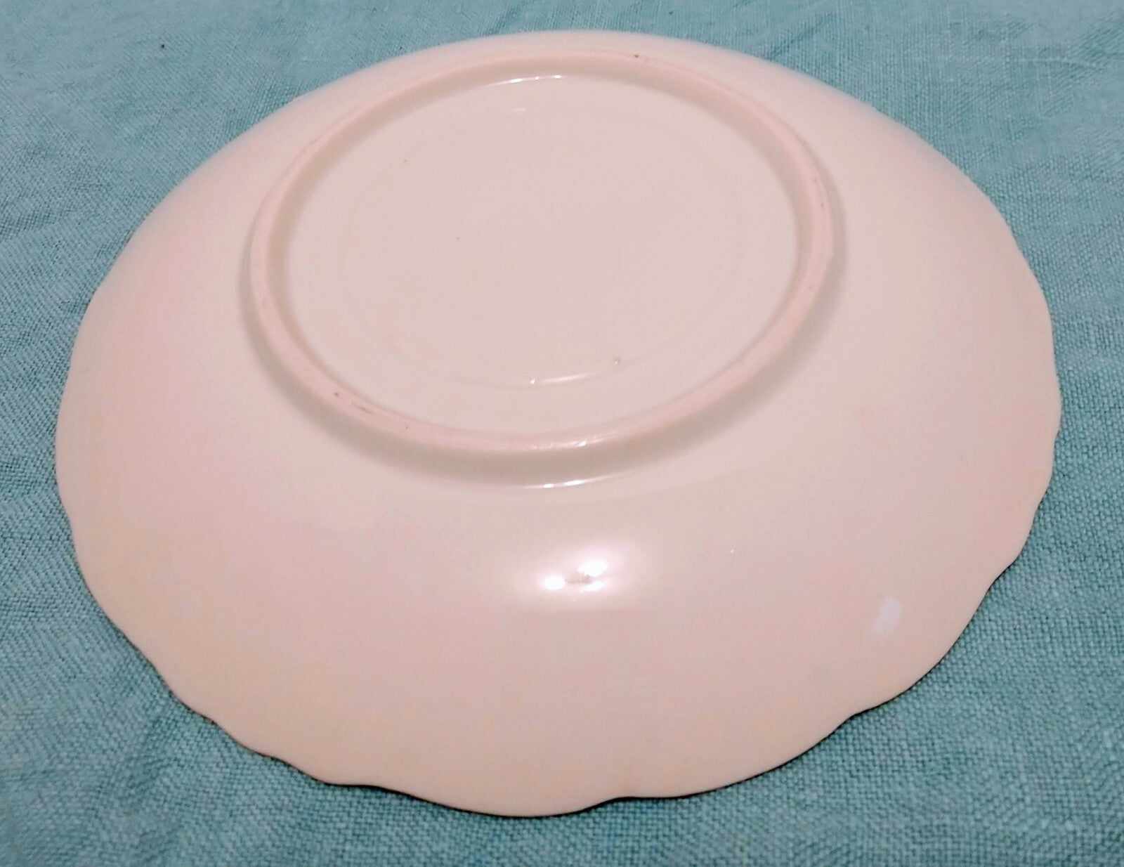 Vintage Porcelain Saucer Floral Pattern Silver Scalloped Trim