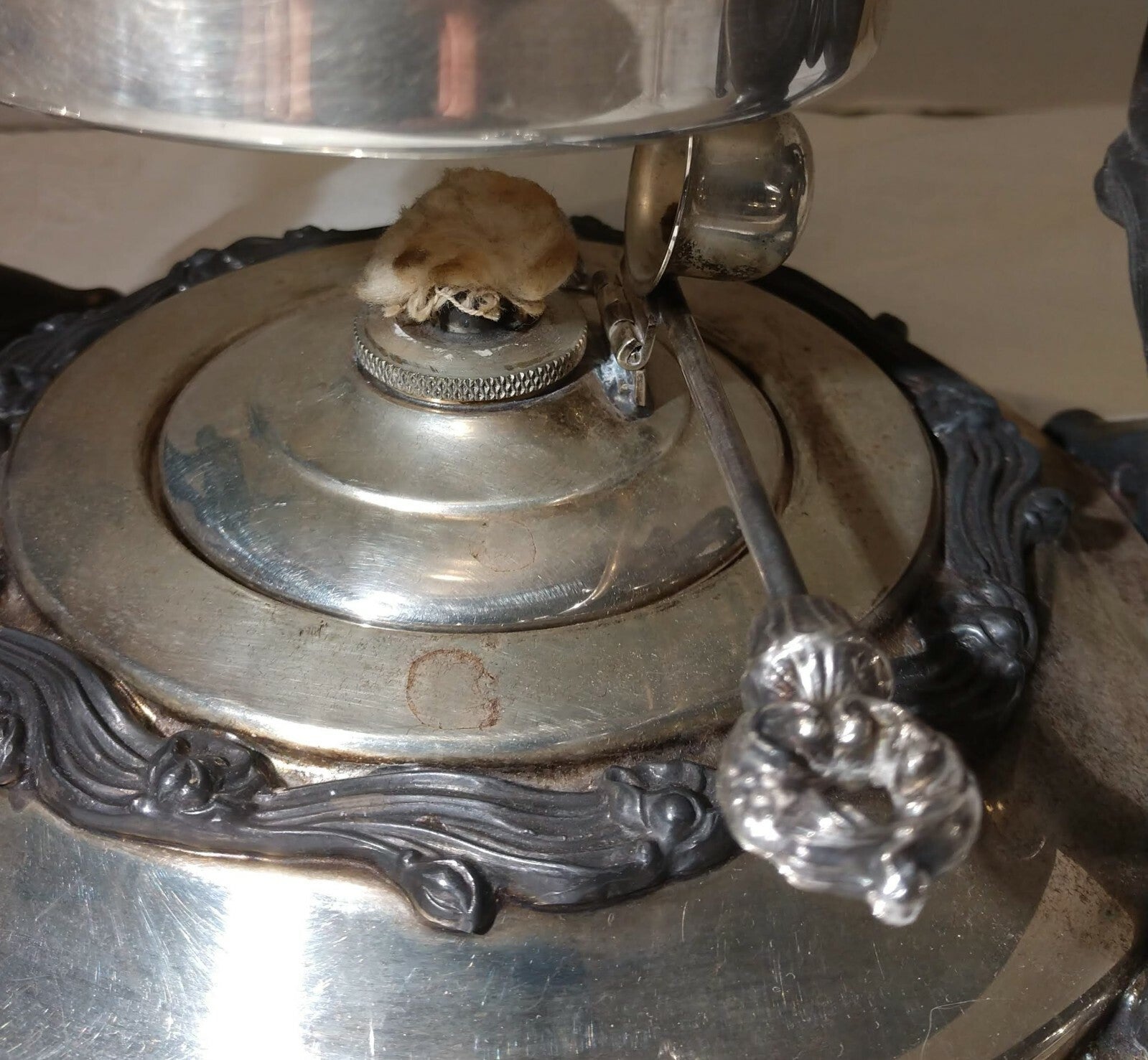 VTG Sheridan Silver Platted Tilt Tea Coffee Pot Stand Warmer Burner 3 pcs