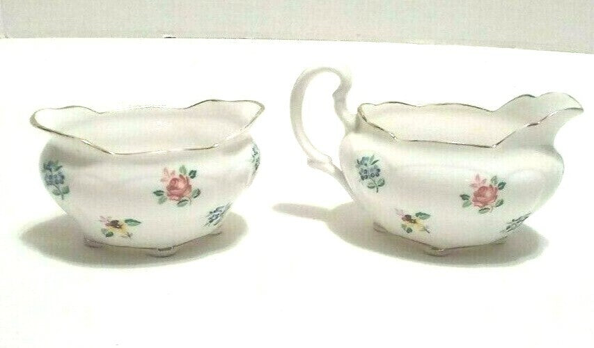 Vintage Royal Stafford Fine Bone China Mini Creamer and Sugar Forget Me Not