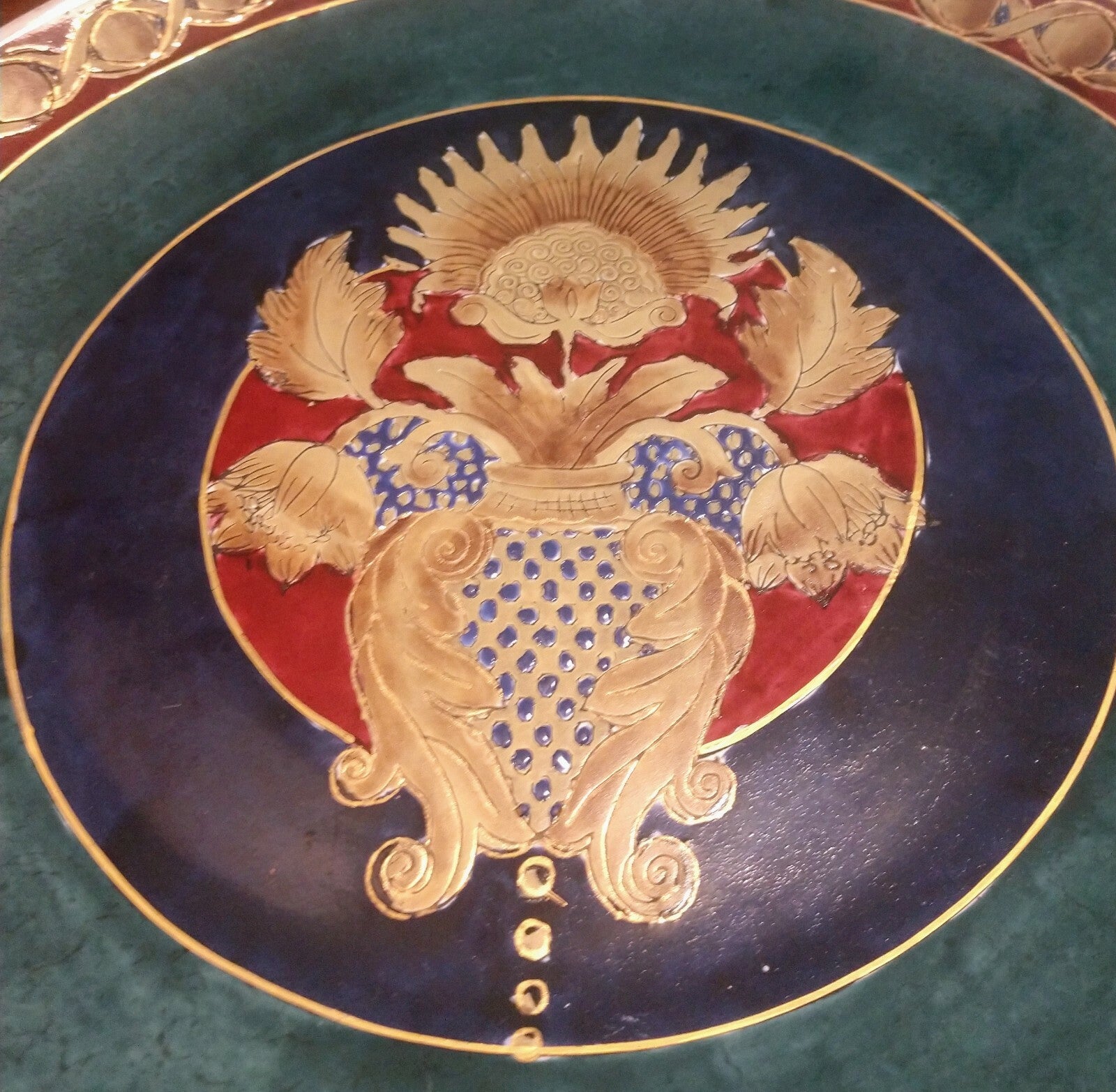 Decorative Plate with Gold Accents by Oriental Accent