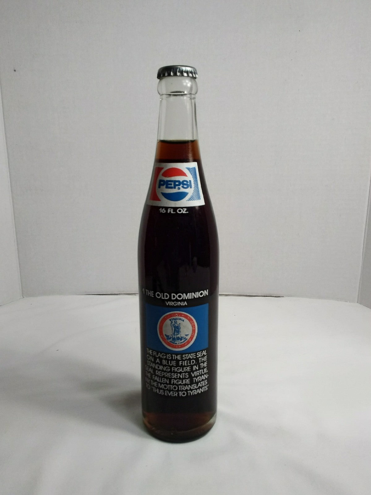 Pepsi Cola 16 oz Full Bottle The Old Dominion Virginia Richmond